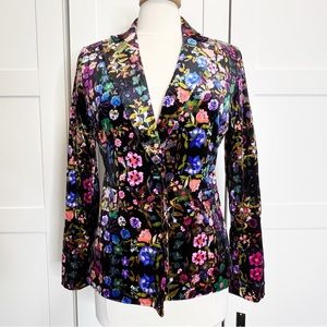 Tahari Arthur Velvet Bright Floral Blazer Jacket